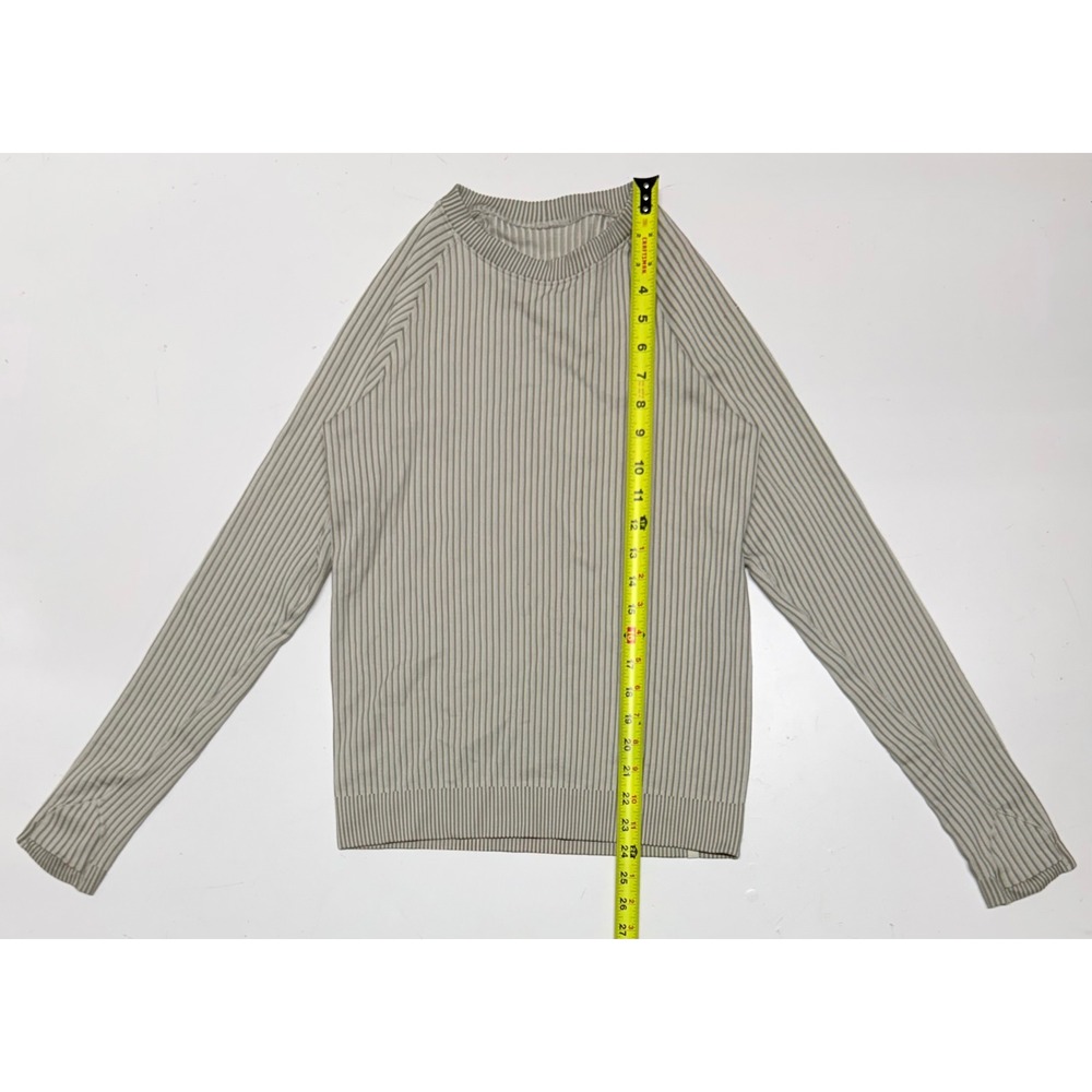 Lululemon Striped Long Sleeve Ribbed Crewneck Shirt Top Sage Green White Raglan